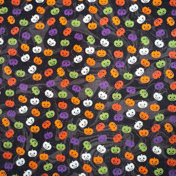 Mini Pumpkins in Orange, Green & Purple Halloween Cotton Fabric - 2/3 Yard - Picture 1 of 8